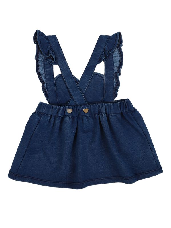 Girls Medium Blue Knitted Overall Skirt image number 1
